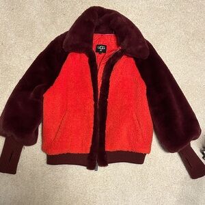 UGG Red and Burgundy Teddy Jacket